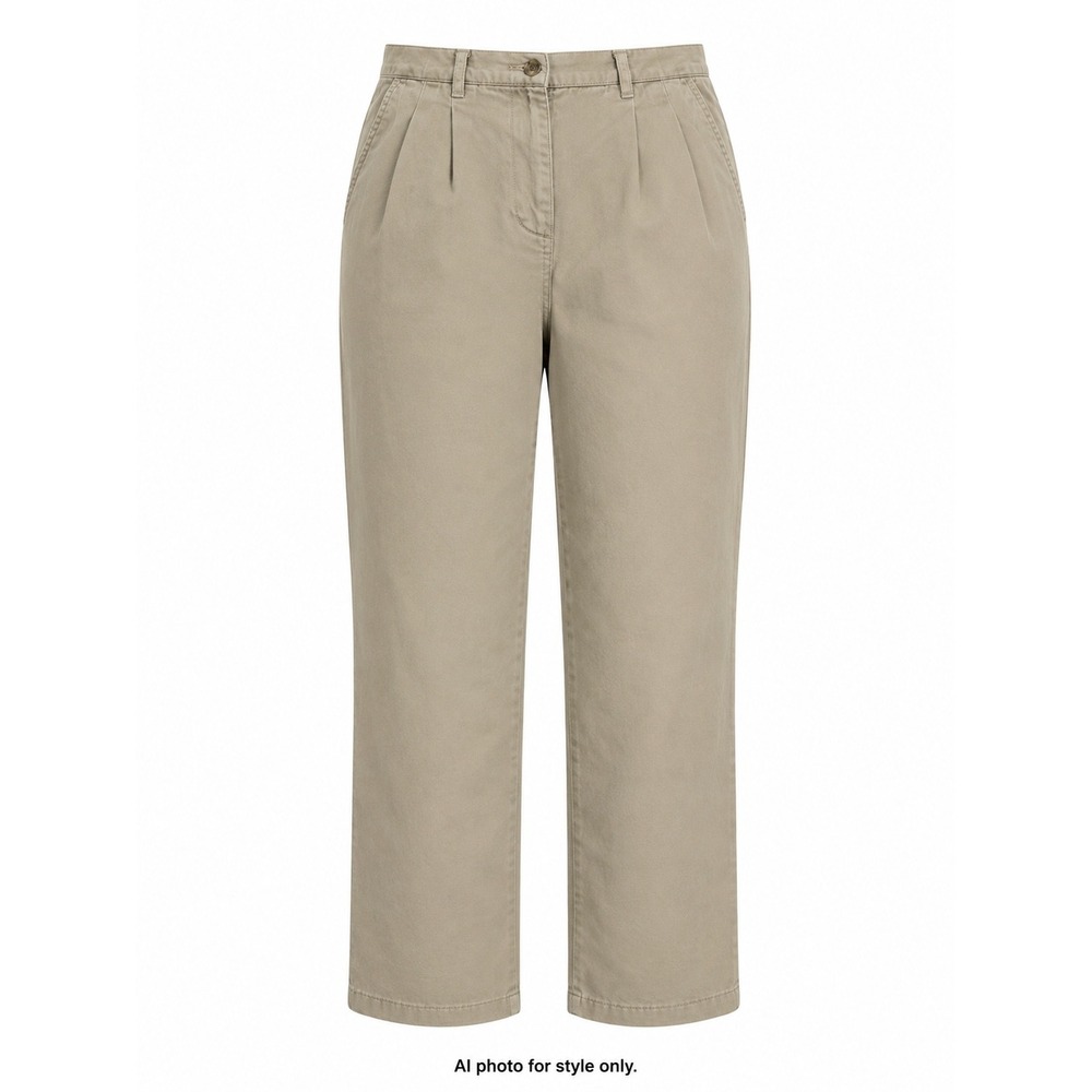 Lauren Ralph Lauren Womens Pleated Chino 14P Tan Beige Cotton Straight Chino